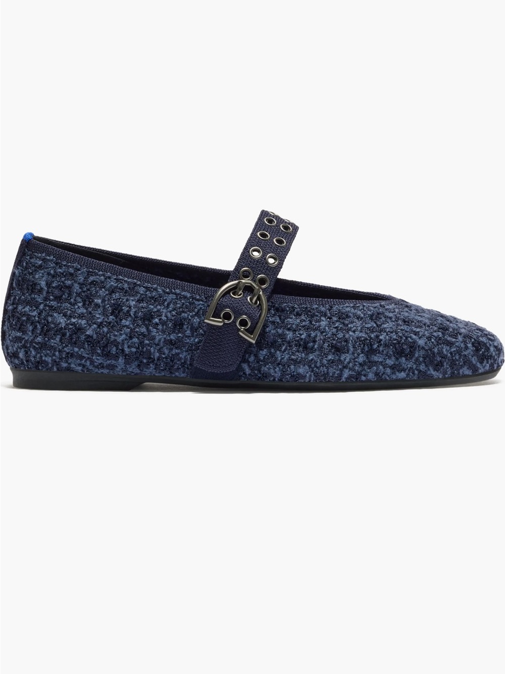 Rothy's The Max Buckle Women's Mary Janes Blue Tweed Preppy-Boho Sz. 8,5M